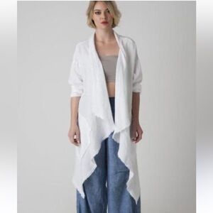 Coldwater Creek 100% linen drape open jacket size 1X Lagenlook NWT